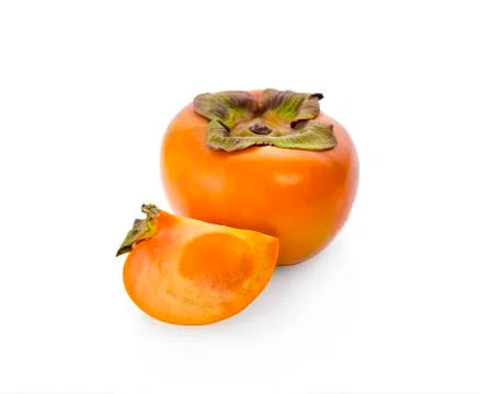Persimmon fruit isolated on white background Stock Photos
