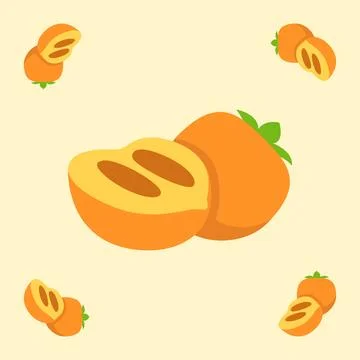 Persimmon fruit seamless for pattern fabric, simple persimmon fruit cute re.. Illustrazione stock