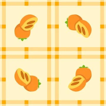 Persimmon fruit seamless for pattern fabric, simple persimmon fruit cute re.. Illustrazione stock
