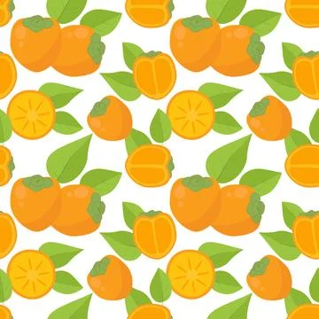 Persimmon fruits seamless pattern Ilustración de archivo