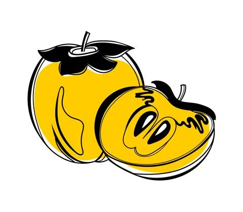 Persimmon isolated on a white background. A concept for stickers, posters, po Stock Illustration