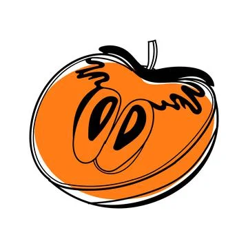 Persimmon isolated on a white background. A concept for stickers, posters, po Stock Illustration