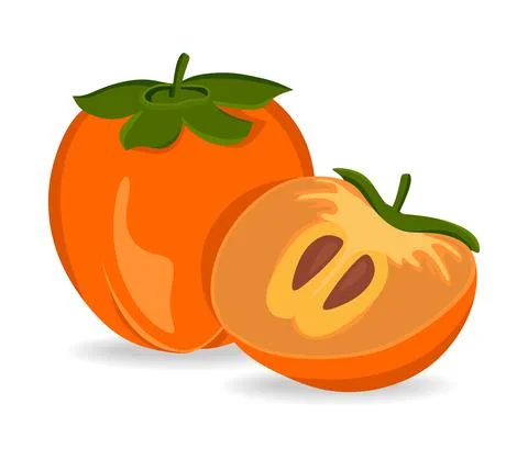 Persimmon isolated on a white background. A concept for stickers, posters, po Stock Illustration