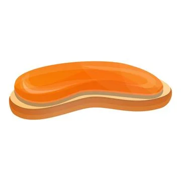 Persimmon jam on bread icon, cartoon style Stock Illustration