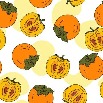 Persimmon Pattern seamless on white background Vector Stock Illustration