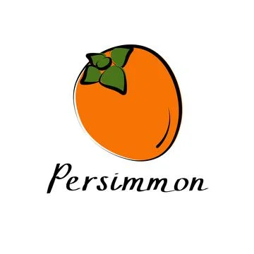Persimmon vector cartoon flat illustration. Diospyros kaki sign. Fresh fruit and Stock Illustration