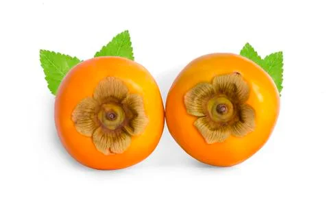 Persimmons fruit an isolated on a white background Stock Photos