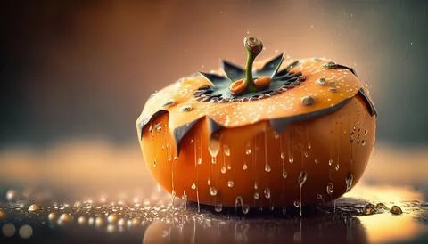 Persimon slice. Isolated on Background. Stock Illustration