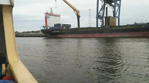 Persinghan, where the ship will dock, the port of Malundung, Tarakan Island Stock Footage 204719688