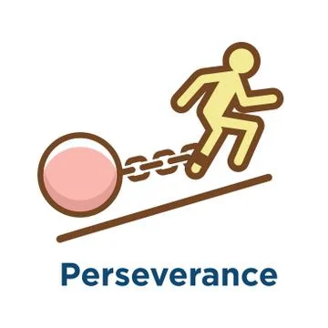 Persistence icon with image of extreme motivation and drive set on perseverin Stock Illustration
