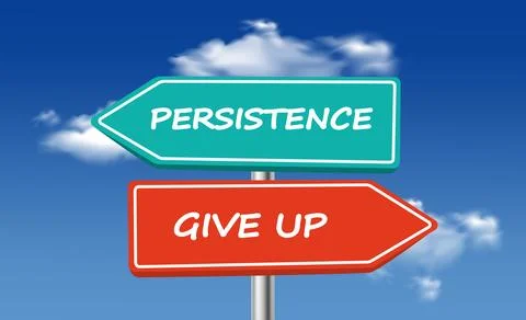 Persistence or give up Signpost on sky background vector illustration 스톡 일러스트