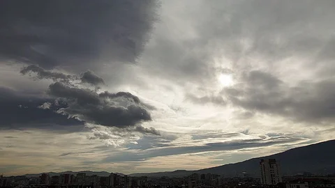 Persistent cloud formation at sunrise Stock Footage 83477939