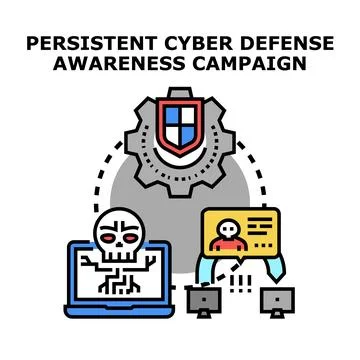 Persistent cyber defense awareness campaign concept vector Stock Illustration