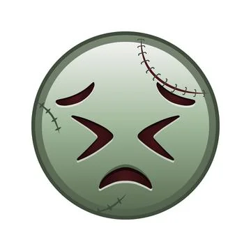 Persistent facial expression face Large size of zombie halloween emoji Stock Illustration