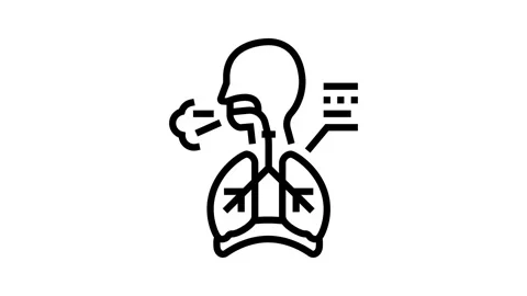 Persistent hiccups disease symptom line icon animation Stock Footage 326131817