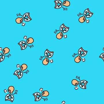Persistent hiccups disease symptom vector seamless pattern Stock Illustration