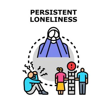 Persistent loneliness causing social exclusion and emotional distress Stock Illustration