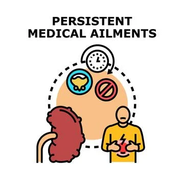 Persistent medical ailments causing chronic health problems Stock Illustration