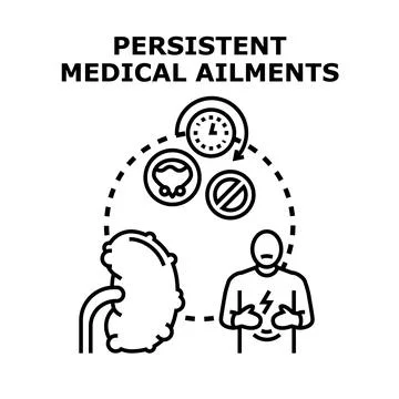 Persistent medical ailments causing chronic health problems Illustration