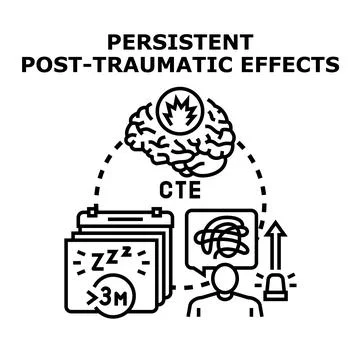 Persistent post traumatic effects and brain injury concept Stock Illustration