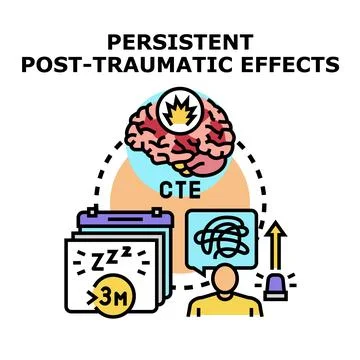 Persistent post traumatic effects and brain injury concept Stock Illustration