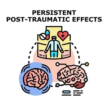 Persistent post traumatic effects on human mental health Stock Illustration