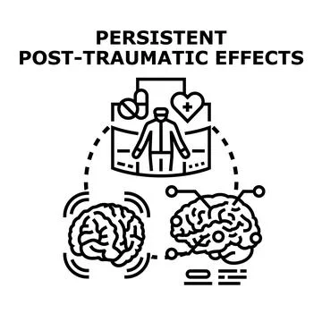 Persistent post traumatic effects on human mental health Illustrazione stock