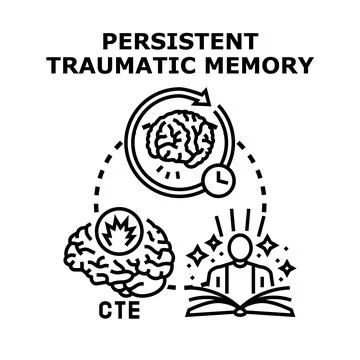 Persistent traumatic memory concept illustration experiencing flashbacks Stock Illustration