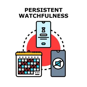 Persistent watchfulness concept illustration tracking silent scheduling Stock Illustration