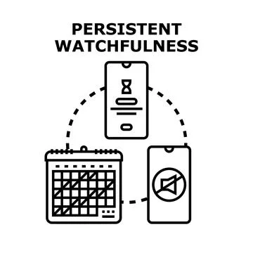 Persistent watchfulness concept illustration tracking silent scheduling Stock Illustration