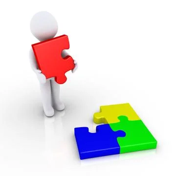 Person is about to complete the puzzle Stock Illustration