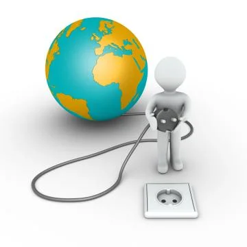 Person is about to plug in the globe Stock Illustration