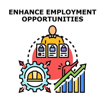 Person accessing data and increasing employment options Stock Illustration