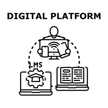 Person accessing digital platform for learning management system Stock Illustration