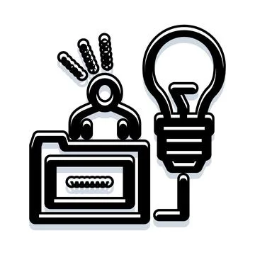 Person accessing idea from a document folder Stockillustratie
