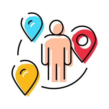 Person accessing multiple locations network user interface Illustrazione stock
