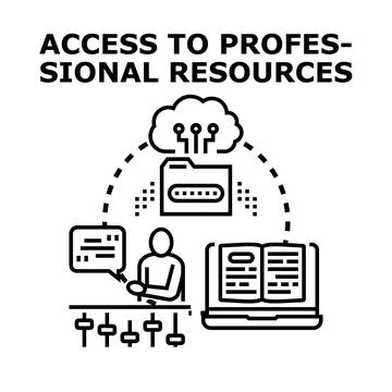 Person accessing professional digital resources via cloud storage Illustrazione stock