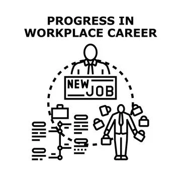 Person achieving career progress with new job opportunities Stock Illustration