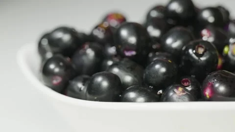 A person adjusting  java plum fruit's in a bowl 4k short Stock Footage 252206951