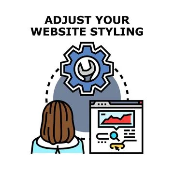Person adjusting website styling with settings icon 库存插图
