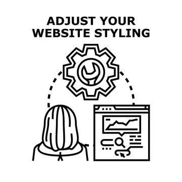 Person adjusting website styling with settings icon Stock Illustration