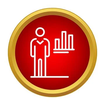 Person analyzing business data bar graph icon Illustrazione stock