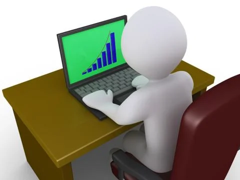 Person analyzing chart on a laptop Stock Illustration