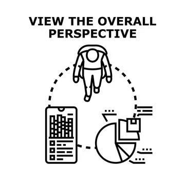 Person analyzing data and viewing overall perspective Stock Illustration