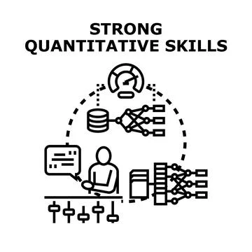 Person analyzing data with strong quantitative skills concept Stock Illustration
