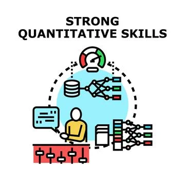 Person analyzing data with strong quantitative skills concept Stock Illustration