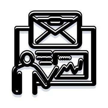 Person analyzing email communication data report Illustrazione stock