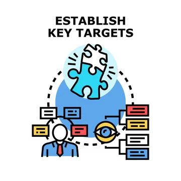 Person analyzing objectives and establishing key targets Stock Illustration