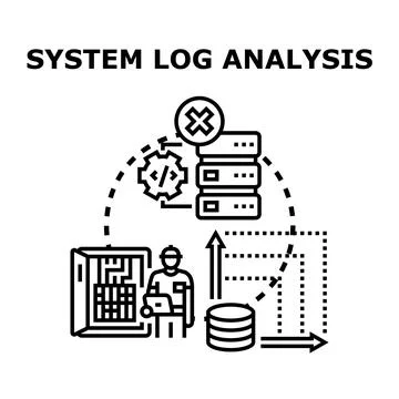 Person analyzing system logs for error detection 库存插图