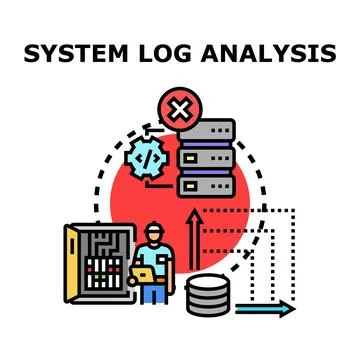 Person analyzing system logs for error detection Stock Illustration